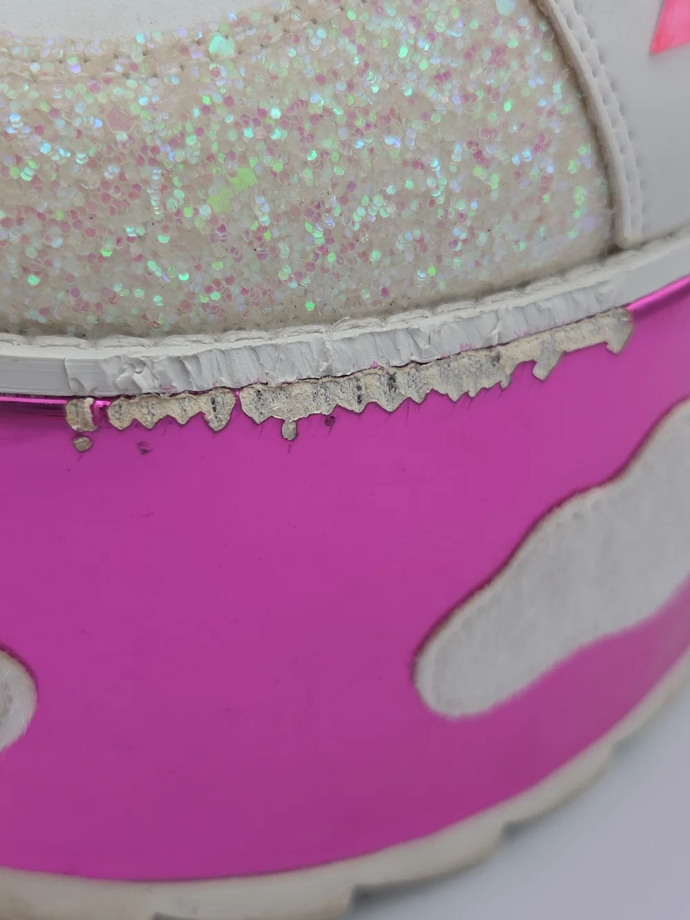 YRU Pink Glitter Cloud Platform Sneakers with Star Accents Size 7